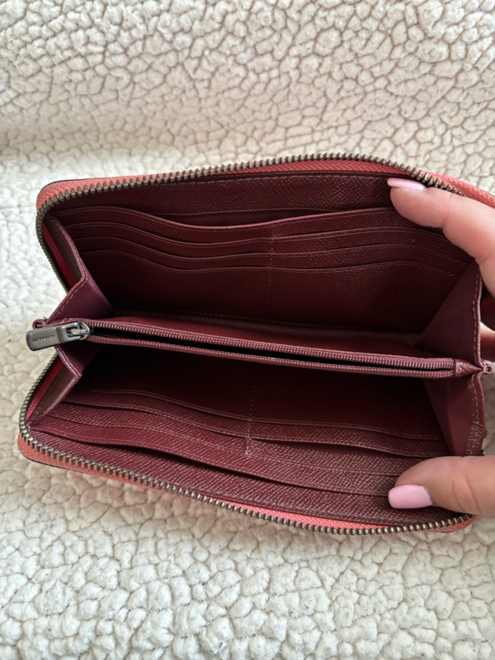 COACH Hot Neon Pink Lemonade Leather Zip Wallet - Picture 7 of 14